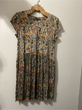 Peruvian Connection Millifloral Multi-Color Short Sleeve Dress